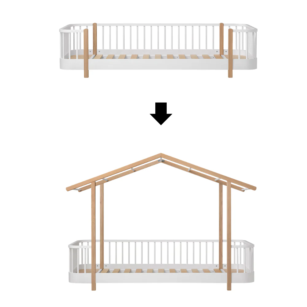 Oliver Furniture  Umbauset Original Bodenbett zum Original Hausbett Wood Weiss/Eiche