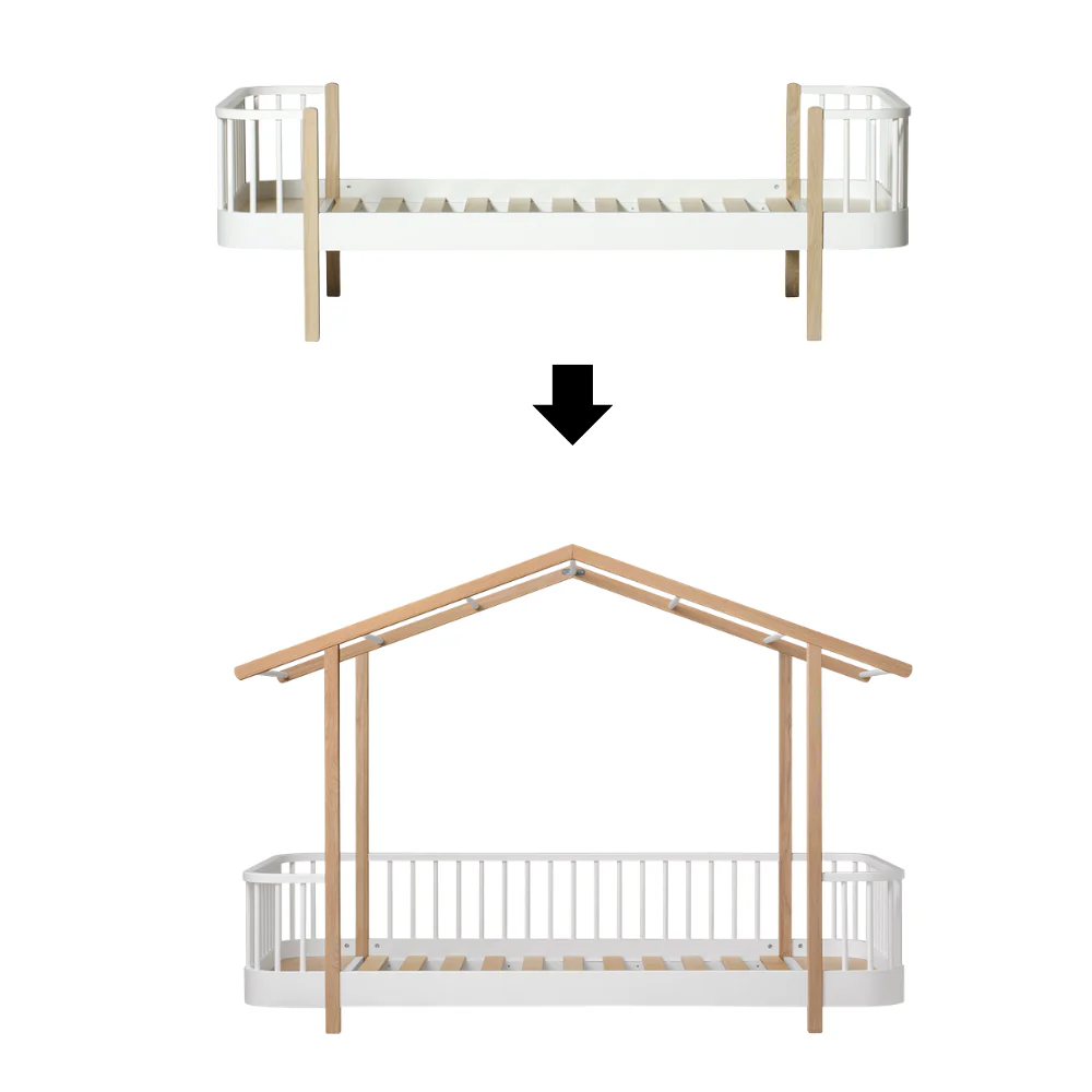 Oliver Furniture  Umbauset Original Einzelbett zum Original Hausbett Wood Weiss/Eiche